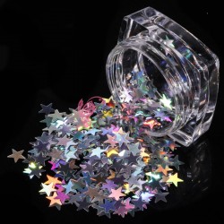 Decor pentru unghii NADP046JJ Paiete cu stelute PS017 Argintii cu Reflexii 5mm